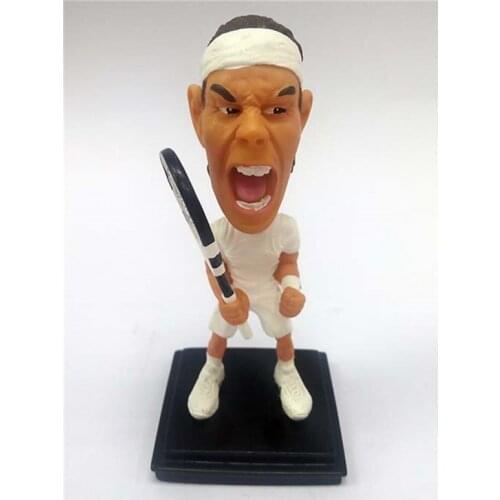 Bobblehead Cartoon Tennis Famous Star Player Doll 10 cm Resin Nadal Figurines White Kit Limited Edition Collections