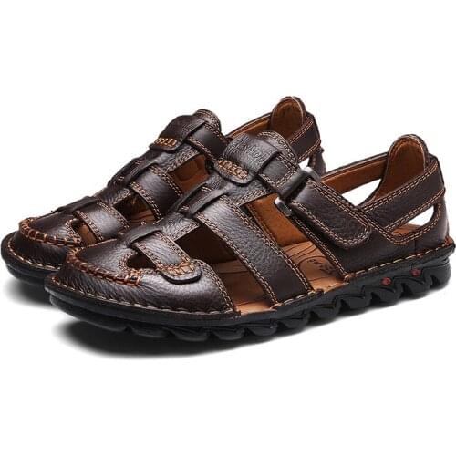 Genuine Leather Outdoor Big Size 38-48 Sandals Men Shoes Casual Summer Comfortable Sandal Male Sandalias Hiking Chaussure