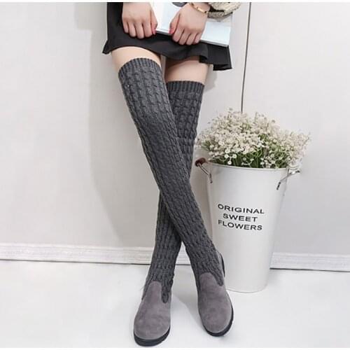 Sock Boots Women High Heels Elastic Knitting Over The Knee Boots Fashion Black Platform Shoes Sexy Thigh High Boots Women Shoes