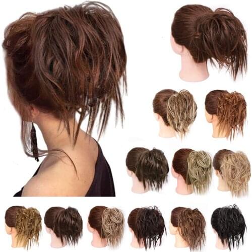 Synthetic Chignon Messy Scrunchie Elastic Band Hair Bun Straight Updo Hairpiece High Temperture Fiber Natural Fake Hair