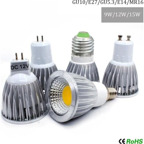 LED MR16 DC12V Dimmable Lamp LED Spotlight E27 E14 GU10 9W 12W 15W AC 220V 240V High Bright LED Bulb Spot Light Lampada Bombilla