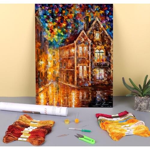 Back In Town Printed Fabric 11CT Cross-Stitch Kit Embroidery DMC Threads Knitting Craft Handmade Painting Promotions Decor
