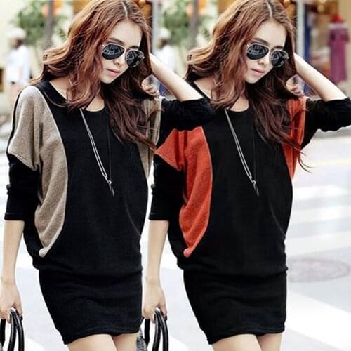 Spring autumn maternity clothes Bat sleeve maternity dress Stitching maternity long tees
