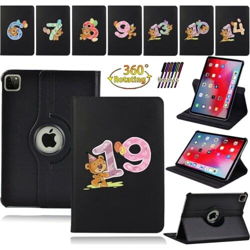 360 Rotating Tablet Case for Apple IPad Air 1/2/Air 3rd Gen 2019/Air 4th Gen 2020 Arabic Numeral Series Cover Case+ Stylus