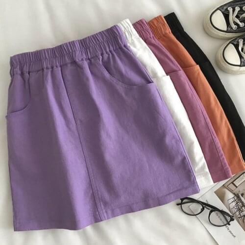 Women Mini Slim Skirts Sexy Female Summer Solid Color Elastic Waist Plus Size Pencil Skirt