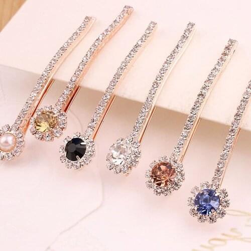 1Pcs Bling Crystal Rhinestone Hairpins Headwear for Women Girls Hair Clips Pins Barrette Styling Tools Accessories Drop Shipping