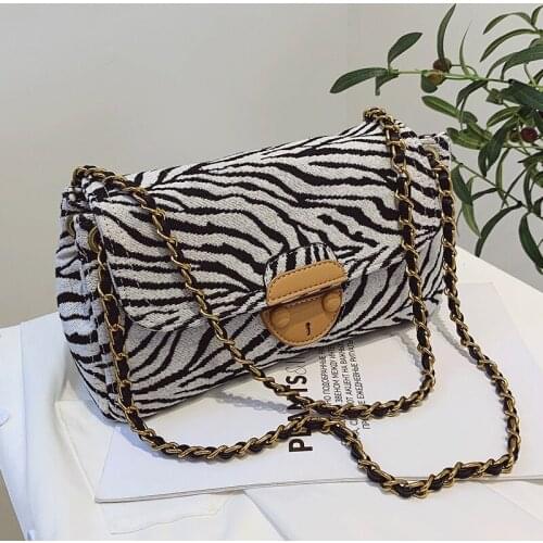 Women Handbags Brand Designer Crossbody Bags for Women Zebra Pattern Shoulder Bags Female Fashionable Canvas Flap Crossbody Bag