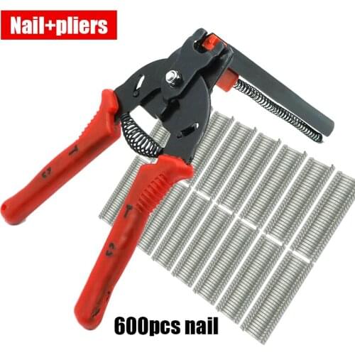 1Pcs Poultry Fastening Clamp Installation Poultry Cage Pliers and 600 Nails Chicken Rabbit Bird Dog Cage Clamp Installation Kit