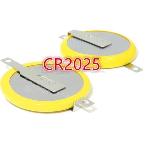 10PCS CR2025 2025 3V 180 degree welding foot with hole welding tab button battery