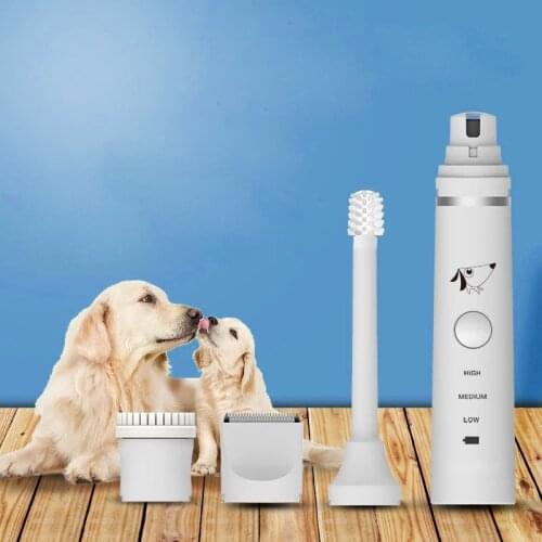 4 in 1 Electric Pet Nail Grinder Auto Cat Dog Nail Grooming File Grinder Clipper Paws Massager Hair Trimmer ToothBrush Pet Care