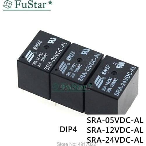 5pcs Automotive Relays SRA-05VDC-AL SRA-12VDC-AL SRA-24VDC-AL 5V 12V 24V 20A T74 4PIN DIP4 Relay Wholesale Price Voltage Relay