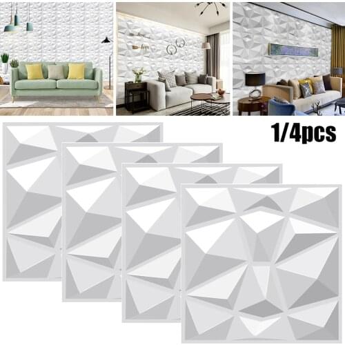 4PCS PVC 3D Decorative Interior Wall Panels Covering Diamond Plastic Cladding Tiles 30X30cm Three-dimensional Background Wall