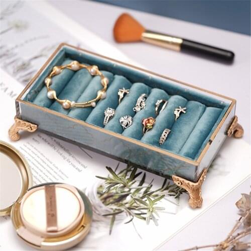 European Style Wooden Jewelry Ring Display Stand Earring Stud Organizer Holder Rack