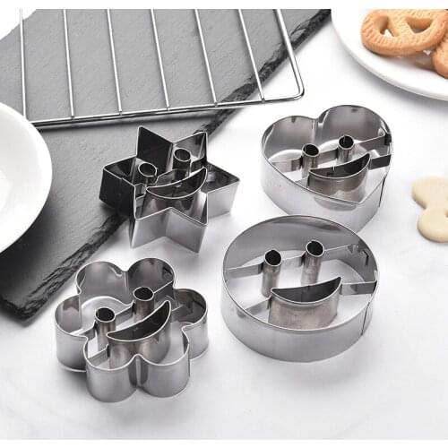 4 PCS Smiley Cookie Cutter Biscuit Mold Stainless Steel Fondant Cake Mold Baking Tools Sugar Biscuit Mold Cookie Tool