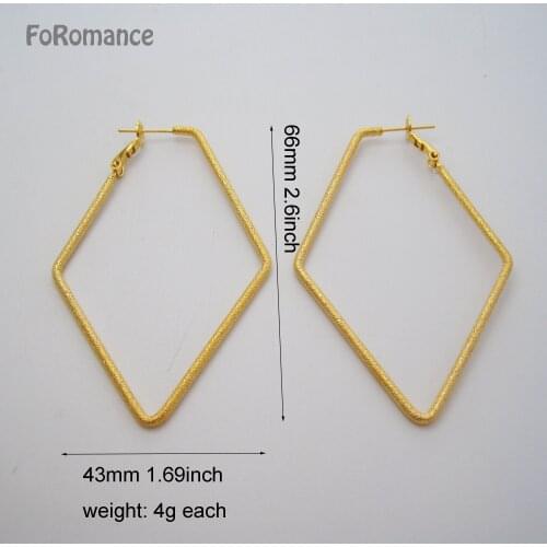 Foromance/ NEW SCRUB BAR YELLOW GOLD PLATED SQAURE SHAPE HOOP EARRING WIDTH 43MM 1.69INCH