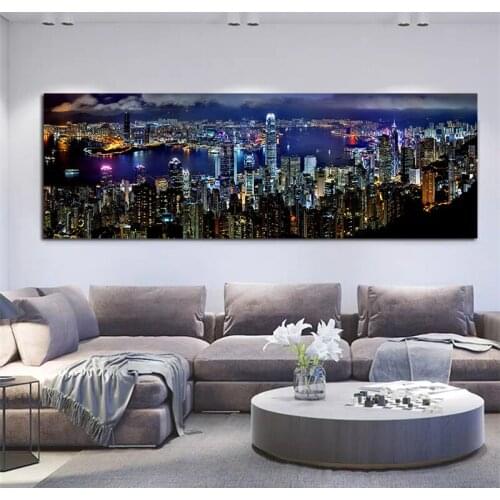 Canvas Painting City Landscape Posters and Prints Wall Art Night Scene Pictures for Living Room Home Decor Frameless