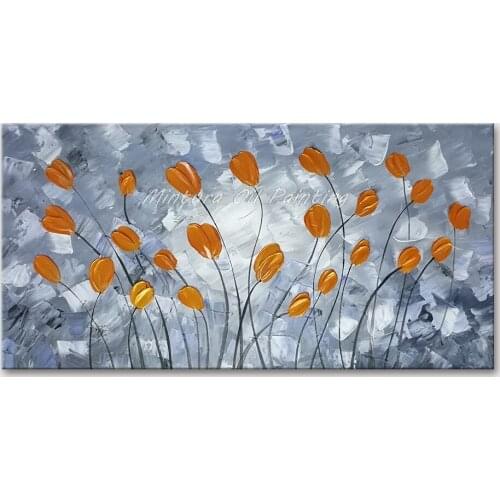 Mintura Wall Picture for Living Room Oil Painting on Canva Hand Painted Thick Oil Knife Paints Yellow Flowers Wall Art No Framed