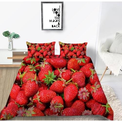 King Size Bedding Set Strawberry Fashionable Fresh Creative Duvet Cover Fruit Queen Twin Full Single Double Comfortable Bed Set