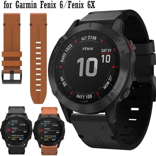 Quick Release 22mm 26mm Leather Sport watchband For Garmin Fenix 6 / Fenix6x / Fenix 5 5x Plus Wrist Strap for Garmin Fenix 3
