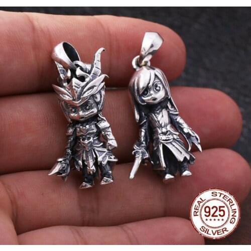2020 Cartoon Design Men Women Pendant Pure 925 Sterling Silver fine Necklace Pendant Jewelry pendentif femme argent silver 925