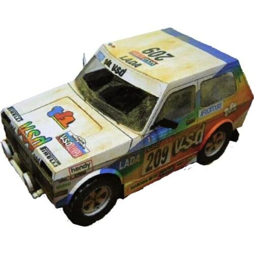 LADA NIVA 1985 White 1:32 Dakar Rally Racing Car Folding Mini 3D Paper Model Papercraft DIY Adult Handmade Craft Toys ZX-030