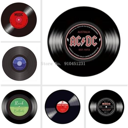 Fashion Door Carpet Salon Retro Personality Music Vinyl Record Floor Mat Round Non-slip Rug Living Room Bedroom Stool Carpet