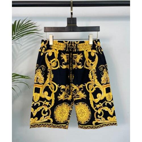 Men Beach Short Pants Breathable Summer Men Sporting Beaching Shorts Fashion Boardshorts Golden Print Sportswear плавки шортами