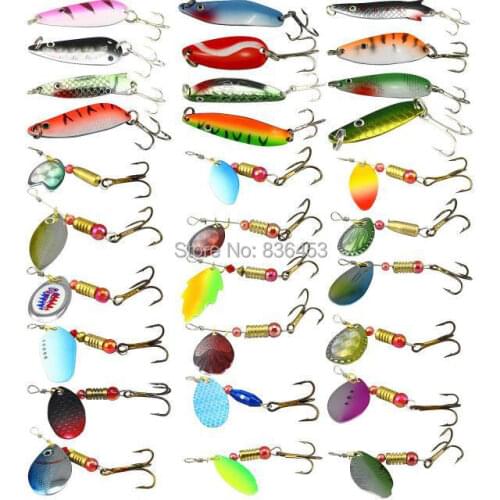 Anglers Choice Artificial Lures Kit Spoon Metal Lures Spinnerbait Top Water Lure Spinners Bait For Fishing Wobbler