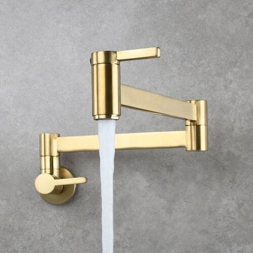 Wall-mounted Single Hole Double Switch Folding Kitchen Faucet Cold Water Sink Tap Telescopic Bathroom Basin Faucet