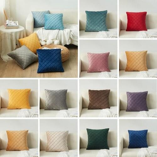 Luxury Velvet Cushion Cover Solid Color Pillowcase Modern Simplicity Home Decor Pillow Case GeometricThrow Pillow Cover 45x45cm