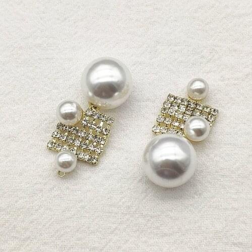 New arrival! 35x14mm 50pcs Rhinestone Imitation pearls Charm for Handmade Earring DIY Parts Jewelry Findings & Components