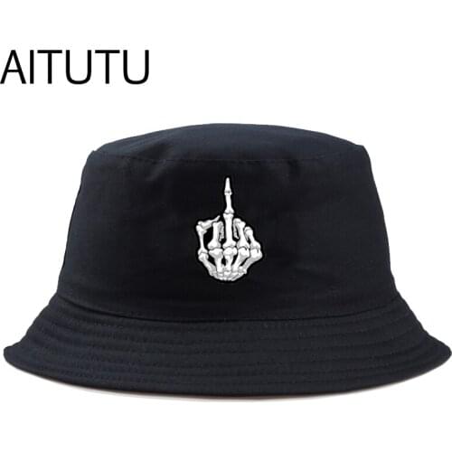 2020 Spring Women Fishing Bucket Hats Summer Sunscreen Sun Cap middle finger print Reversible Fisherman Hat outdoor panama cap