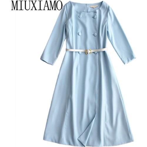 MIUXIMAO Luxurious 2020 Fall Dress Women Party Dress Full Sleeve Solid Thin Diamonds Office Lady Casual Dress Women Vestidos