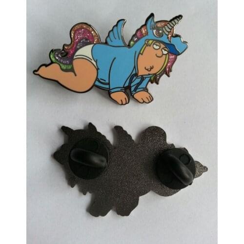 Customized imitation hard enamel pins with glitter