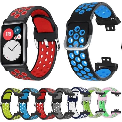 New Silicone strap for Huawei watch fit Watch band dual color porous watch strap Sport bracelet For Huawei watch fit wrist band