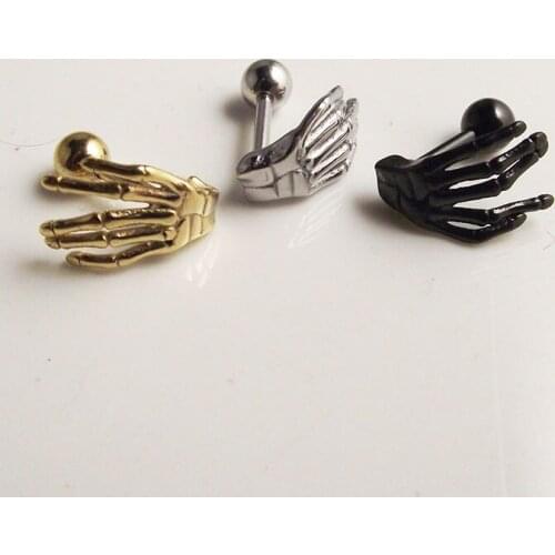 SaYao 1 piece stainless steel Tragus Ear Piercing Human Hand Claw Earrings 2018 taper expander Body Piercing jewelry