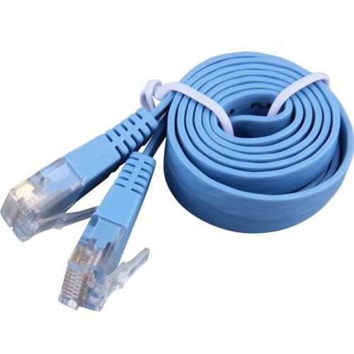 RJ45 CAT6 8P8C Flat Ethernet Patch Network Lan Cable Various Length 0.5M/1M/2M/5M/10M Cable Blue Free Shipping