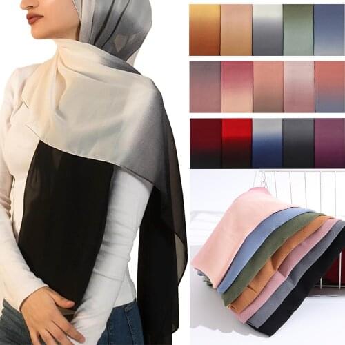 Muslim Plain Bubble Chiffon Hijab Scarf Women Headband Soft Long Shawls Wraps Femme Bandana Georgette india Scarves Hijabs