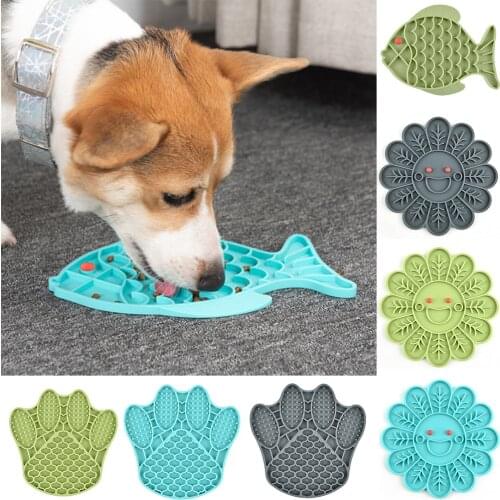 Pet Dog Feeding Food Bowl Mat Silicone Dog Feeding Lick Pad Dog Feeder Treat Dispensing Mat Dogs Cats Slow Food Bowls