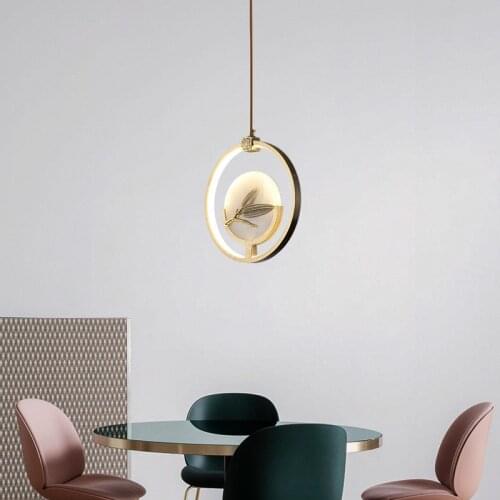 Modern All Copper Pendant Lights Living Room Decoration Hanging Lights Bar Study Bedroom Hotel Guest Room Bedside Chandeliers