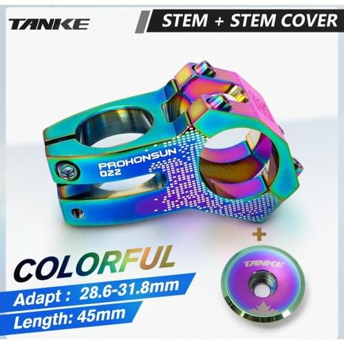 TANKE MTB road Bike Stem Bicycle Parts 45mm 0*short colorful oil slick stems 31.8mm Handle bar XC AM Enduro alloy CNC Cycling ac