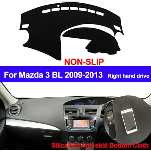 TAIJS RHD For Mazda 3 BL 2009 2010 2011 2012 2013 Dashboard Cover DashMat Silicone Non-Slip Sun Shade Dash Board Cover Carpet