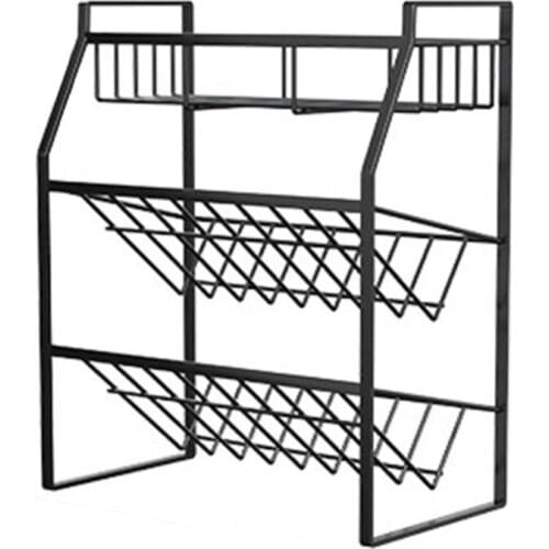 Kitchen Universal Seasoning Rack Multi-purpose Three Layer Metal Standing Storage Shelf