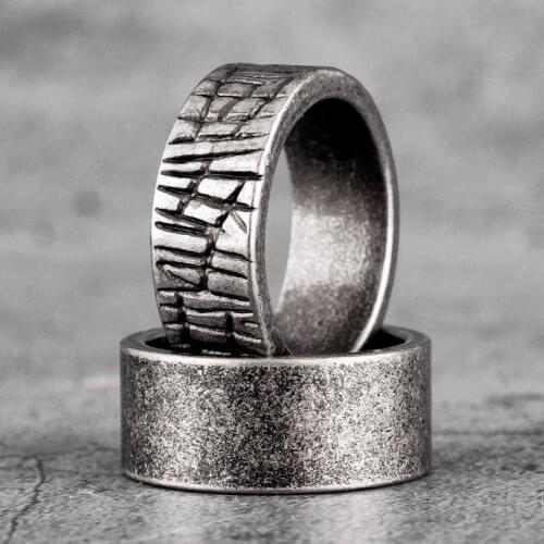 Vintage Silver Damaged Stainless Steel Mens Rings Punk Charm Simple Unique for Male Boyfriend Jewelry Creativity Gift Wholesale