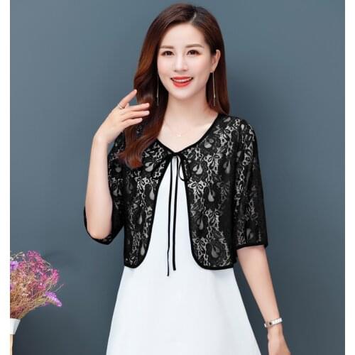 Black Navy Blue White Pink Red Women Bolero Lace Bridal Jackets Middle Sleeve Bolero Femme Mariage Evening Dress Cape Shrugs