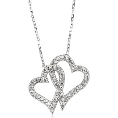 Silver Two Heart Woman Necklace