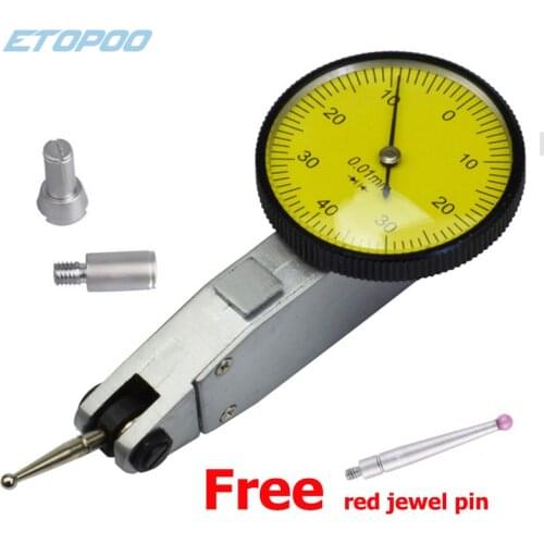 0-0.8mm Precision Dial Gauge Test Lever Indicator Scale Meter Accuracy Indicator Center Finder Micrometre Free red jewel pin