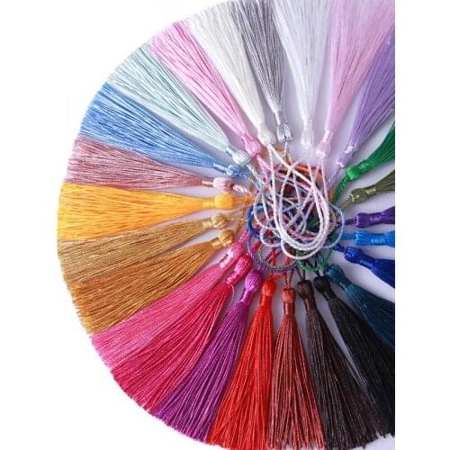 20PCS Mixed Color 13cm Polyester Silk Tassels Fringe Sewing Bang Tassel Trim Handmade Tassels For DIY Embellish Curtain Access