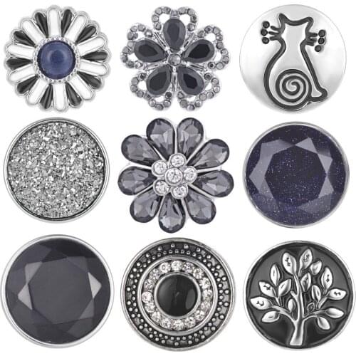 20pcs Mix Pack Newest Styles Grey Series GingerSnaps 18mm Snap button Charms Snap Jewelry VN-1984*20