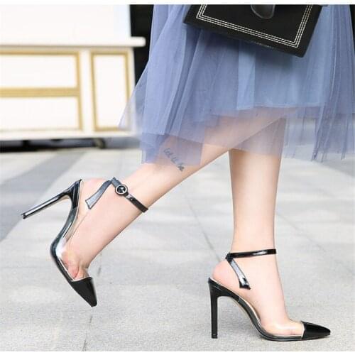 2020 new womens excellent high heels 11 cm womens sandals stiletto heels transparent crystal shoes sell you 35-46